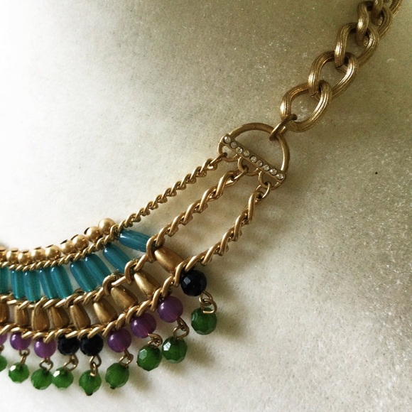 Vintage Egyptian Revival Cleopatra Style Goddess Necklace w/ Semi Precious Beads - Picture 5 of 17